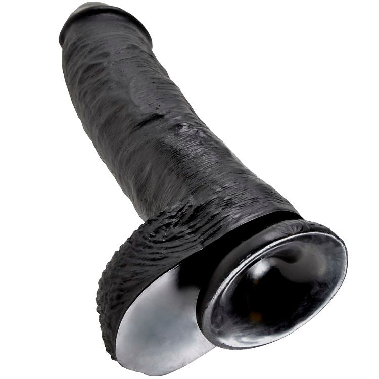 KING COCK - DILDO BLACK WITH BALLS 25.4 CM