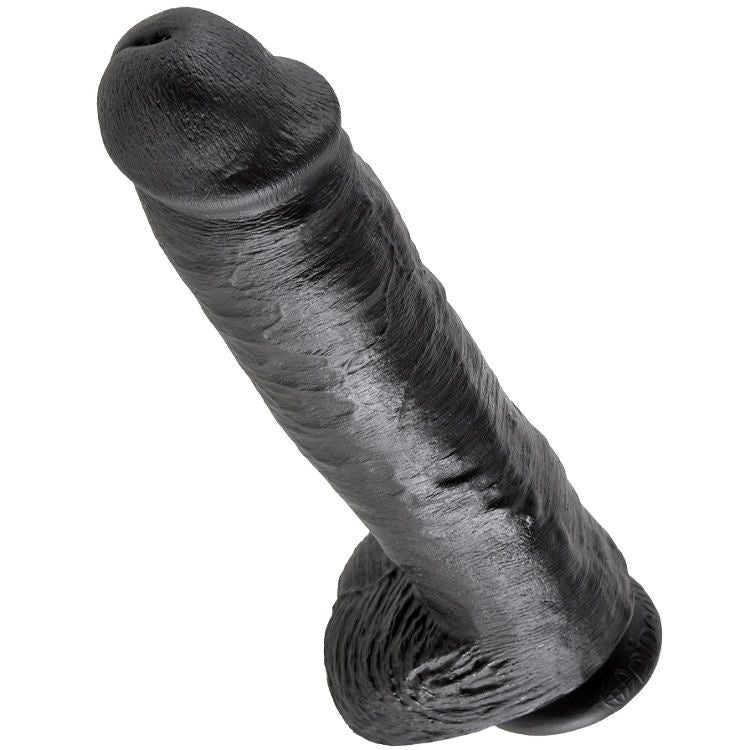 KING COCK - DILDO BLACK WITH BALLS 28 CM