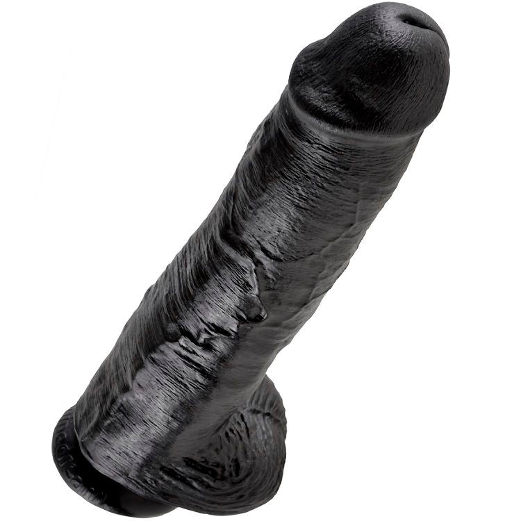 KING COCK - DILDO BLACK WITH BALLS 28 CM