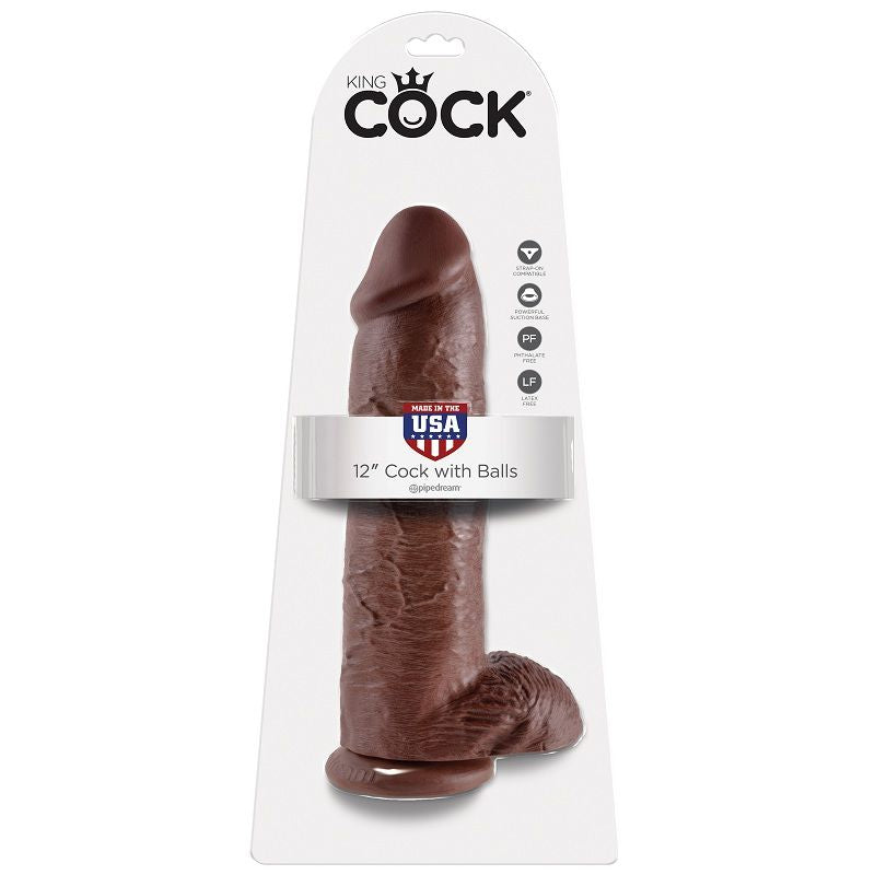 KING COCK - DILDO BROWN WITH BALLS 30.48 CM