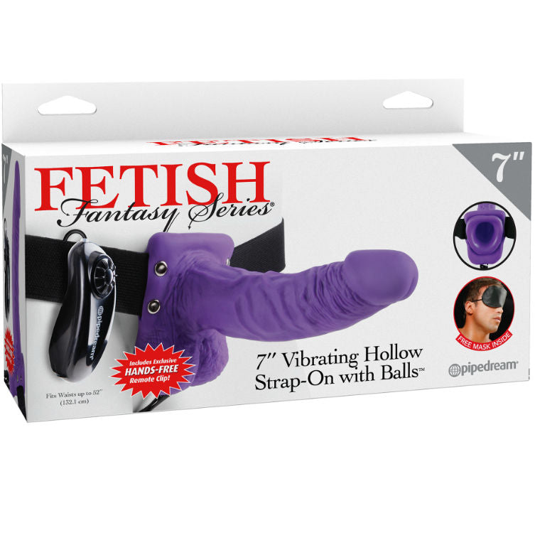 FETISH FANTASY SERIES - SERIES 7 GODE-CEINTURE CREUX VIBRANT AVEC TESTICULES 17,8 CM VIOLET
