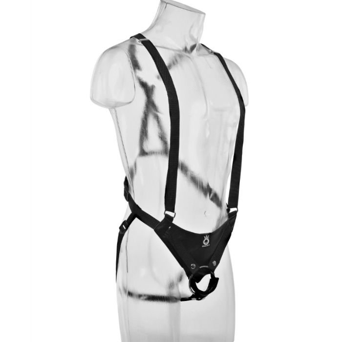 KING COCK - STRAP-ON WITH HOLLOW DILDO 25.5 CM AND BLACK STRAPS
